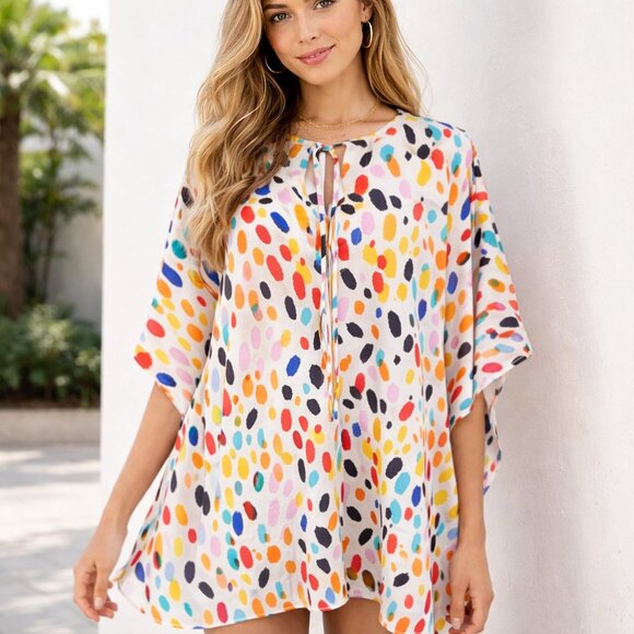 Buddy Love Colorful Tunic Blouse Beach Cover Up Boho Size S - Picture 2 of 7